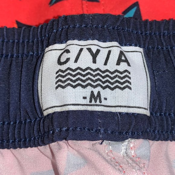 C/Y/A Swim Trunks Board Shorts Men's Medium Red and Navy -EUC - Picture 5 of 5